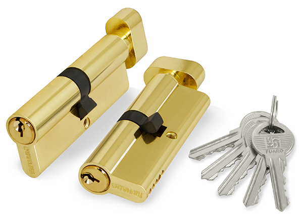 Цилиндровый Fuaro (Фуаро) механизм (100 ZM/60) 1000ZMKnob60(25+10+25) PB латунь 5Key с вертушкой