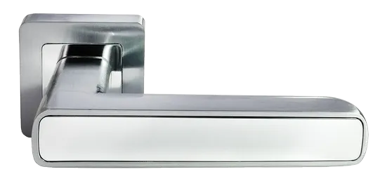 Ручка дверная FLEX MH-44 SC/CP-S55 раздельная на квадратной накладке, цвет матовый хром/хром, ЦАМ Light