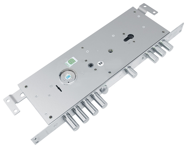 Замок Guardian (Гардиан) врезной двухсистемный ЗВ 25.14 Т (прав) с тягами (без накл), 5+1 кл (длин. кл. 54мм) /123:454/