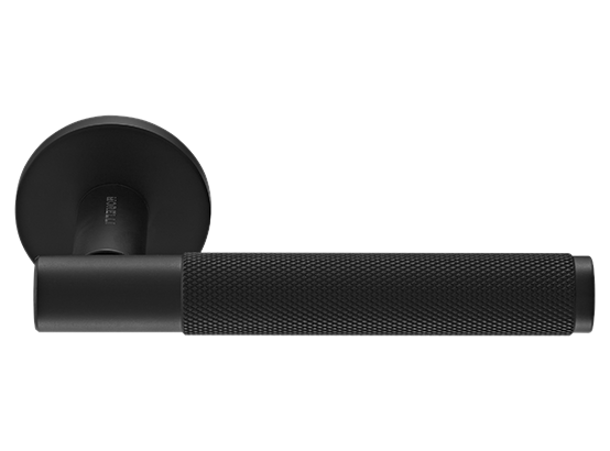 Ручка дверная AZRIELI MH-57-R6T BL раздельная на круглой розетке 6 мм, цвет чёрный, ЦАМ Light