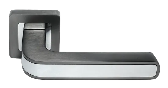 Ручка дверная EON MH-46 GR/CP-S55 раздельная на квадратной розетке, цвет графит/хром, ЦАМ Light