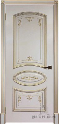 Дверь межкомнатная Багет 3 Патина золото эмаль и лак эмаль слоновая кость глухая