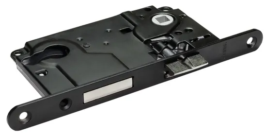 Замок межкомнатный врезной L1885 BL с ригелем под цилиндр, черный