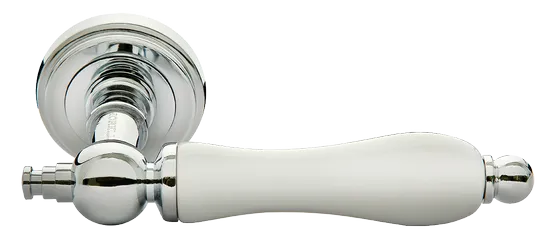 Ручка дверная MART MH-42-CLASSIC PC/W на круглом основании, цвет хром/белый, ЦАМ