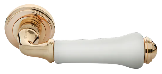 Ручка дверная UMBERTO MH-41-CLASSIC PG/W раздельная на круглой розетке, цвет золото/белый, ЦАМ