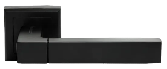 Ручка дверная FUKOKU MH-28 BL-S раздельная на квадратном основании, цвет черный, ЦАМ