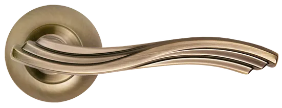 Ручка дверная МИРАЖ MH-14 MAB раздельная на круглой розетке цвет античная бронза, ЦАМ