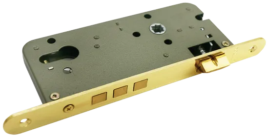 Замок под цилиндр OL03 PG с тремя ригелями, цвет золото