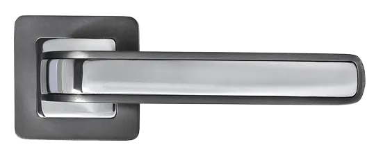 Ручка дверная EON MH-46 GR/CP-S55 раздельная на квадратной розетке, цвет графит/хром, ЦАМ Light