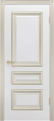 Межкомнатная дверь «Трио R В1 ДГ» 2000 x 600 belyyspatinoyzoloto