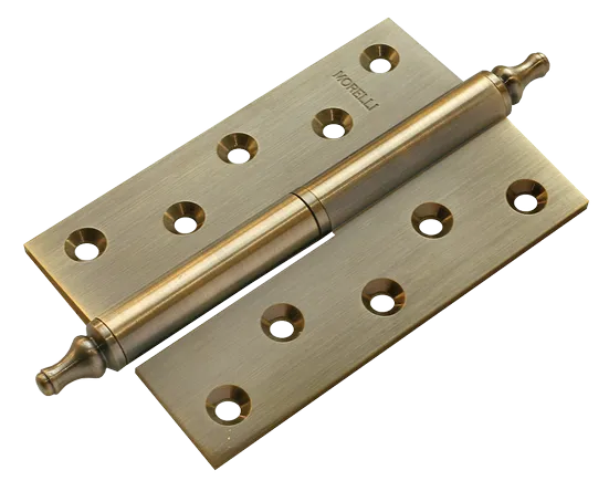 Петля карточная разъемная латунная MB 120X80X3.5 AB L C с коронкой левая, врезная, цвет античная бронза