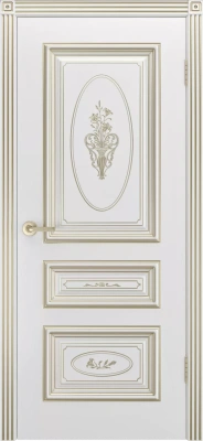 Межкомнатная дверь «Трио R-0 В3 ДГ» 2000 x 600 belyyspatinoyzoloto