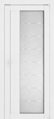 Дверь межкомнатная LIGHT 2112 экошпон капучино велюр остекленная 600x2000 Белый