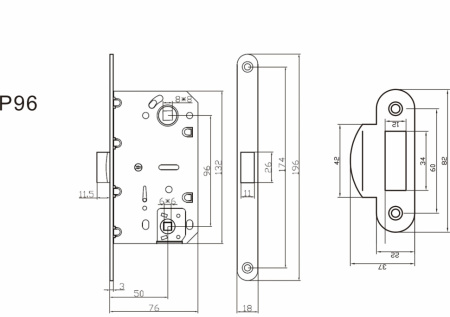Защелка сантехническая пластиковая P96SN (мат.никель)