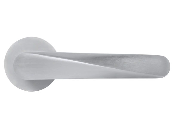 Ручка дверная CAYAN MH-58-R6 SC раздельная на круглой розетке 6 мм, цвет - матовый хром, ЦАМ Light