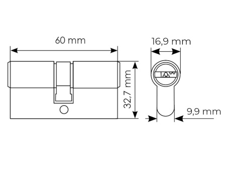 Ключевой цилиндр высокой секретности HS 60C W (60мм), цвет - белый