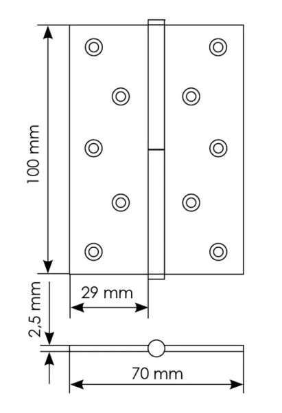 Петля карточная разъемная MSD 100X70X2.5 SG L стальная левая, врезная, цвет матовое золото