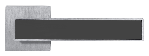 Ручка дверная SULLA  MH-48-S6 SSC/BL на квадратной розетке 6 мм, цвет суперматовый хром / черный, ЦАМ Light