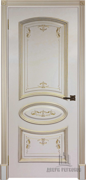 Дверь межкомнатная Багет 3 Патина золото эмаль и лак эмаль слоновая кость глухая 600x2000 3 Patina