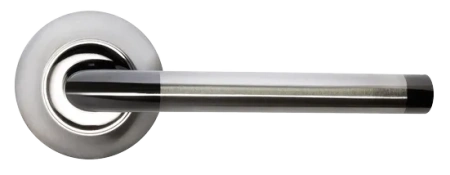 Ручка дверная КОЛОННА MH-03 SN/BN раздельная на круглом основании, цвет бел. никель/черн. никель, ЦАМ