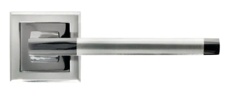 Ручка дверная PANTS MH-35 SN/BN-S раздельная на квадратной розетке, цвет бел.никель/черн. никель, ЦАМ Light