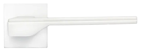 Ручка дверная PIERRES MH-49-S6 W раздельная на квадратной розетке, цвет белый, ЦАМ Light