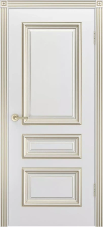 Межкомнатная дверь «Трио R-0 В1 ДГ» 2000 x 600 belyyspatinoyzoloto
