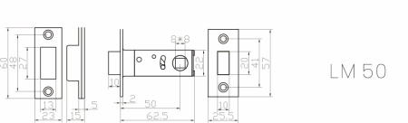 Защелка межкомнатная магнитная LM50SB (мат. золото)