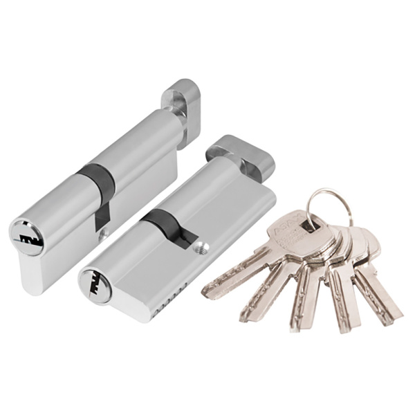 Цилиндровый Ajax (Аякс) механизм (AX202/100) AX2002Knob100 (45+10+45) CP хром с вертушкой