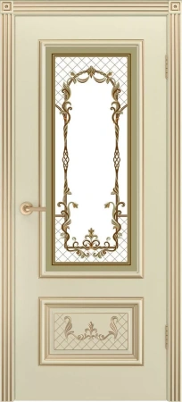 Межкомнатная дверь «Дуэт R-0 В3 ДО» 2000 x 600 slonovayakostspatinoyzoloto