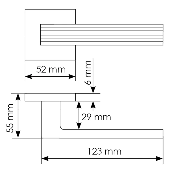 Ручка дверная MAGLEV MH-52-S6 SC раздельная на квадратной розетке, цвет матовый хром, ЦАМ Light