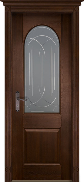 Дверь межкомнатная Ника массив махагон остекленная 600x2000 Steklo Antichnyy