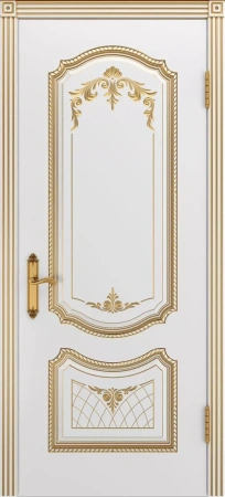 Межкомнатная дверь «Соло В3 ДГ» 2000 x 600 belyyspatinoyzoloto
