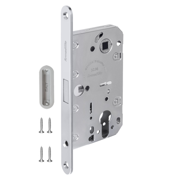 Замок Armadillo (Армадилло) межкомнатный магнитный под цилиндр с ответной планкой GRAVITY G02.196.50.85 CP хром