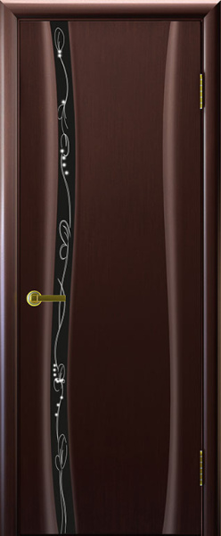 Дверь межкомнатная Камелия 1 натуральный шпон венге остекленная 600x2000 1 Venge