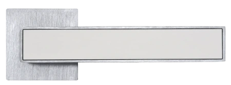 Ручка дверная SULLA MH-48-S6 SSC/W раздельная на квадртаном основании 6 мм, цвет суперматовый хром/белый, ЦАМ Light