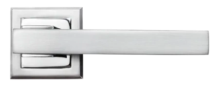 Ручка дверная PIQUADRO MH-37 SC/CP-S на квадратной накладке, цвет мат.хром/хром, ЦАМ Light