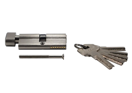 HS 70CK SN, ключевой цилиндр высокой секретности с заверткой (70мм), цвет - матовый никель