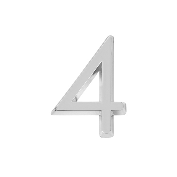 Цифра Fuaro (Фуаро) &quot 4&quot самоклеящаяся ABS (50х37) (FUARO) CP хром