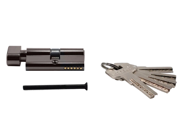 Ключевой цилиндр высокой секретности HS 60CK BN с заверткой (60мм), цвет - черный никель