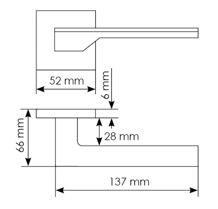 Ручка дверная PIERRES MH-49-S6 W раздельная на квадратной розетке, цвет белый, ЦАМ Light