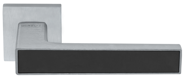 Ручка дверная SULLA  MH-48-S6 SSC/BL на квадратной розетке 6 мм, цвет суперматовый хром / черный, ЦАМ Light