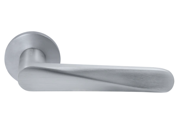 Ручка дверная CAYAN MH-58-R6 SC раздельная на круглой розетке 6 мм, цвет - матовый хром, ЦАМ Light