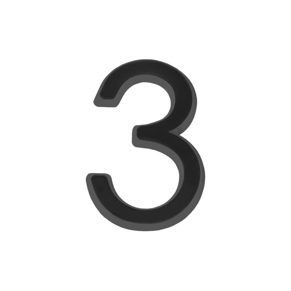 Цифра Fuaro (Фуаро) &quot 3&quot самоклеящаяся ABS (50х37) (FUARO) BL черный