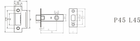 Защелка межкомнатная L45SB (мат. золото)