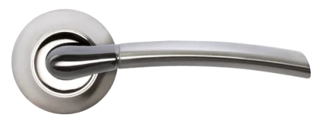 Ручка дверная ПИЗА MH-06 SN/BN раздельная на круглой розетке, цвет бел. никель/черн. никель,ЦАМ Light