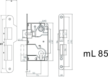 Замок под цилиндр ML85SB (мат. золото)