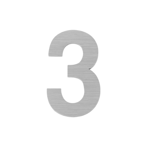 Цифра Fuaro (Фуаро) &quot 3&quot самоклеящаяся SS304 (50х30) (FUARO) SSC сатинированный хром