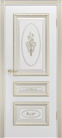 Межкомнатная дверь «Трио R В3 ДГ» 2000 x 600 belyyspatinoyzoloto