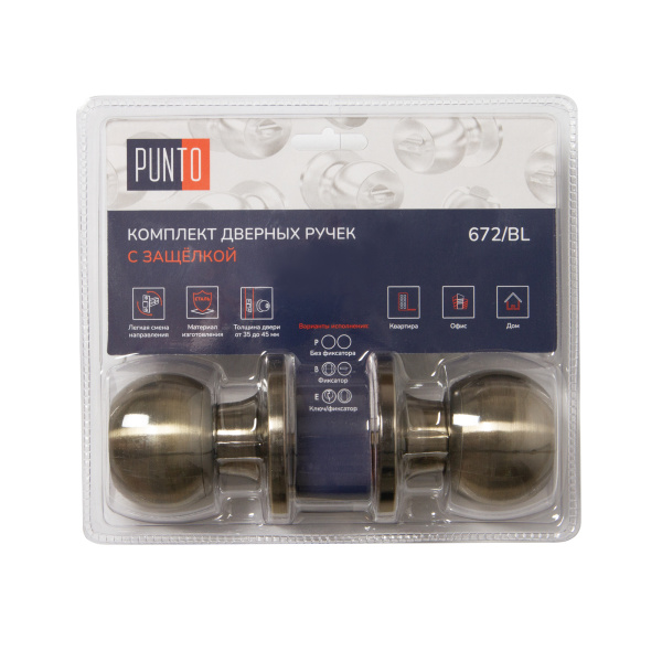 Ручка Punto (Пунто) защелка DK672/BL AB-ET (кл./фик.) бронза